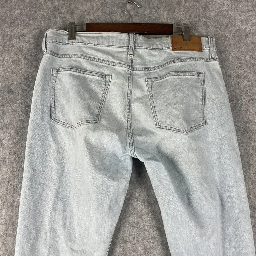 J. Crew 484 Slim Jeans Mens 35x32 Light‎ Wash Distressed Stretch Preppy Casual